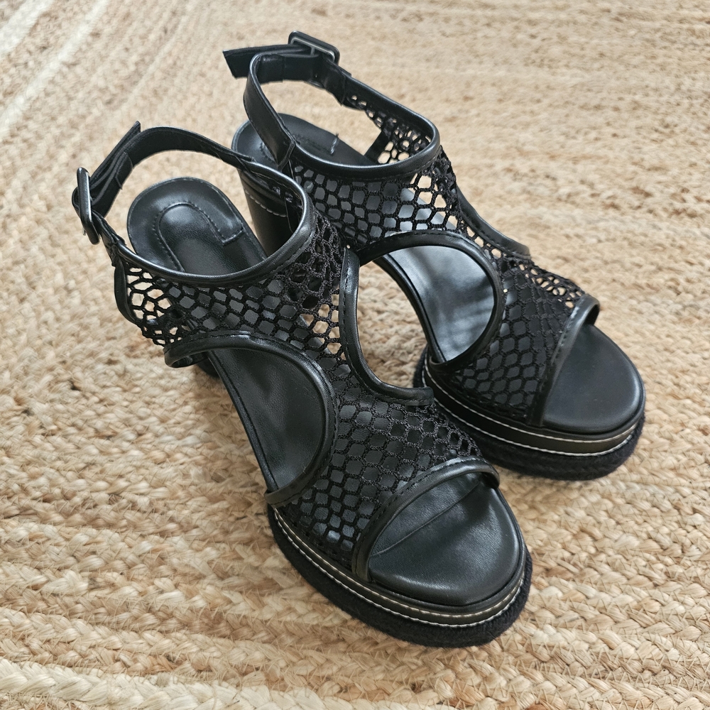 black platform espadrille sandals